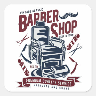voorzitter van de Barbershop Logo Vierkante Sticker