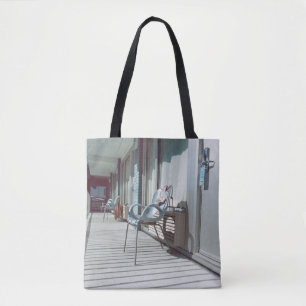 Voorzitters buiten het Beach Hotel Rooms Tote Bag