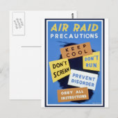 Voorzorgsbord bij luchtaanvallen (1943) briefkaart (Voorkant / Achterkant)