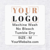 Voorzorgsinstructies en vierkant brede witte kledi labels (Design 2)