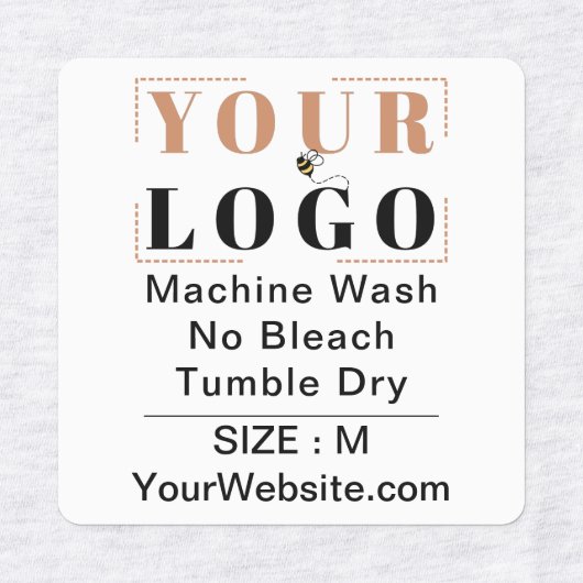 Voorzorgsinstructies en vierkant brede witte kledi labels (Design 2)