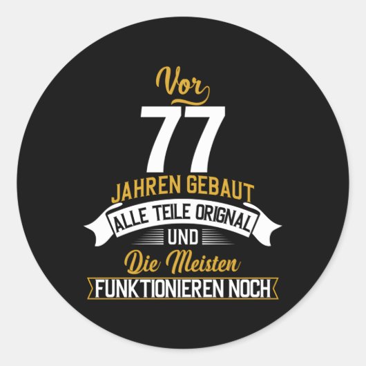 VOR 77 Jahren Gebaut Alle Teile Original Oldtimer  Ronde Sticker (Voorkant)
