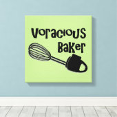 Voracious Baker - Grappige Keukenborden Canvas Afdruk (Insitu (Houten vloer))