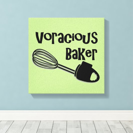 Voracious Baker - Grappige Keukenborden Canvas Afdruk (Insitu (Houten vloer))