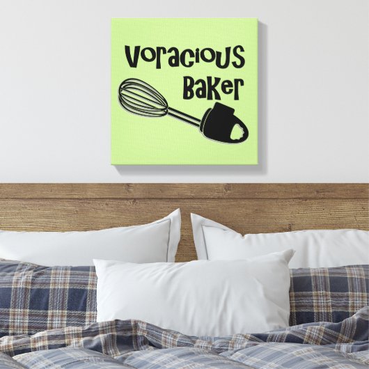 Voracious Baker - Grappige Keukenborden Canvas Afdruk (Insitu (Slaapkamer))