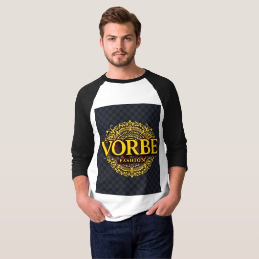 VORBE Mode Premium Gold Monogram Raglan T-shirt (Voorkant volledig)