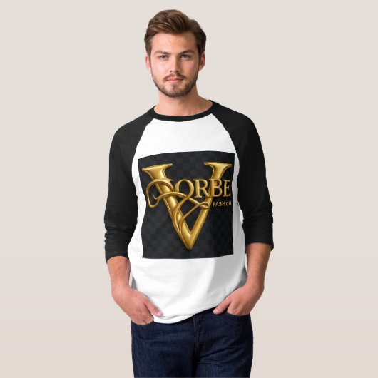 VORBE Mode Premium Gold Monogram Raglan T-shirt (Voorkant volledig)