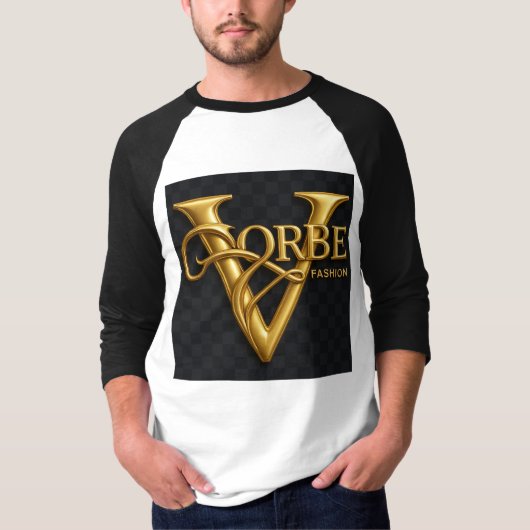 VORBE Mode Premium Gold Monogram Raglan T-shirt (Voorkant)