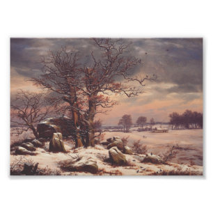 Vordingborg in de winter door J.C. Dahl Fine Art Foto Afdruk