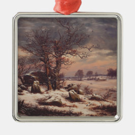 Vordingborg in de winter door J.C. Dahl Fine Art Metalen Ornament