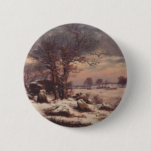 Vordingborg in de winter door J.C. Dahl Fine Art Ronde Button 5,7 Cm