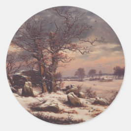 Vordingborg in de winter door J.C. Dahl Fine Art Ronde Sticker