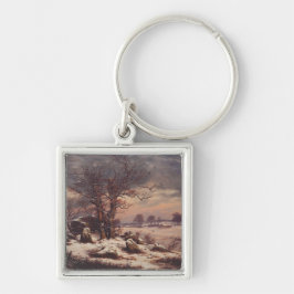 Vordingborg in de winter door J.C. Dahl Fine Art Sleutelhanger