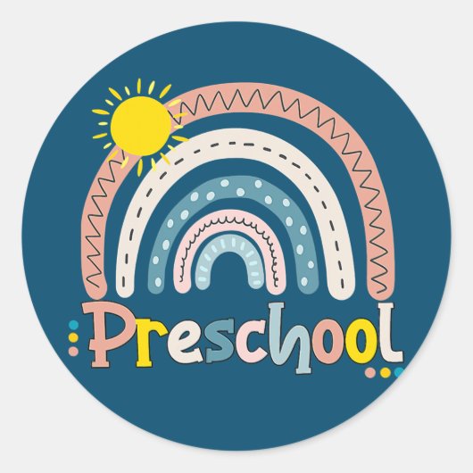 Vorige dag Boho Rainbow Teacher Student Ronde Sticker (Voorkant)