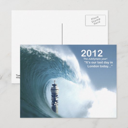 Vorige dag in Londen - een Tsunami Engulfs Londen Briefkaart (Voorkant / Achterkant)