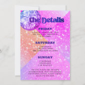 Vorige disco retro 70 bachelorette weekend kaart (Achterkant)