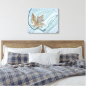 Vorige espenblad bevroren in ijs canvas afdruk (Insitu (Slaapkamer))