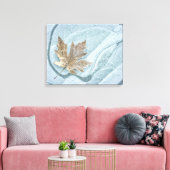 Vorige espenblad bevroren in ijs canvas afdruk (Insitu (Woonkamer))