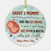 Vorige kerst in vrede en stille Baby verwacht Keramisch Ornament (Voorkant)