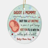 Vorige kerst in vrede en stille Baby verwacht Keramisch Ornament (Links)