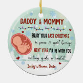 Vorige kerst in vrede en stille Baby verwacht Keramisch Ornament (Achterkant)