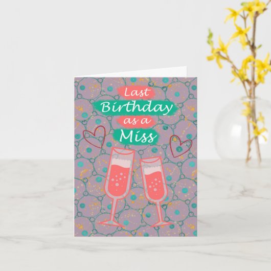 Vorige verjaardag als Miss - Circles Lavender Kaart (Gele Bloem)