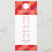 Vork, Bord, Knife Logo op Red Gingham Menu Flyer