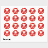 Vork, Bord, Mes Logo op Rode Gingham Ronde Sticker (Vel)