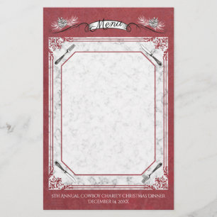 Vork dennenappels Kerst vakantie menu briefpapier