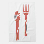 Vork- en lepelontwerp theedoek (Verticaal)