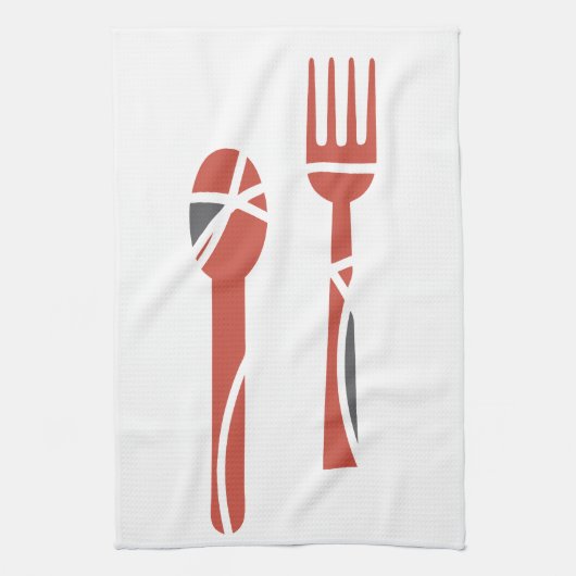 Vork- en lepelontwerp theedoek (Verticaal)