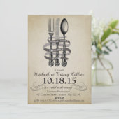 Vork en mes repetitie diner uitnodiging (Staand voorkant)