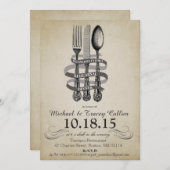 Vork en mes repetitie diner uitnodiging (Voorkant / Achterkant)
