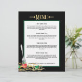 vork geplakt tomaat spaghetti recept menu letterhe (Staand voorkant)