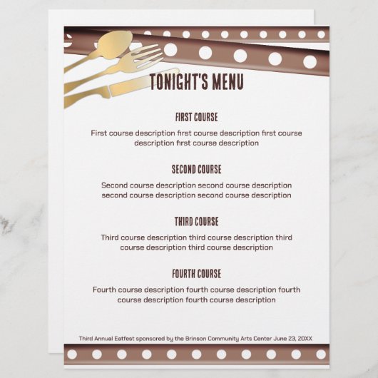 vork geplakt tomatenlepel mes in het recept (Voorkant / Achterkant)