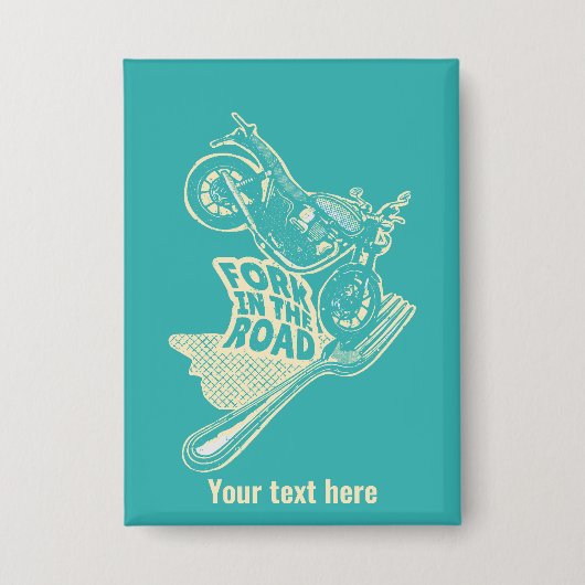 Vork in de weg motorongeluk button (Voorkant)