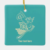 Vork in de weg motorongeluk keramisch ornament (Voorkant)