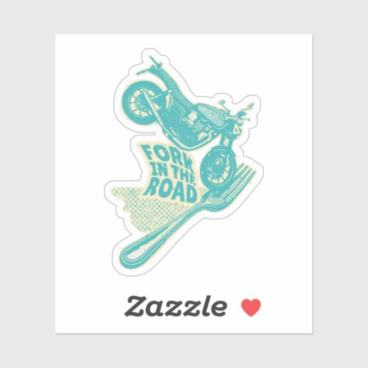 Vork in de weg motorongeluk sticker (Vel)