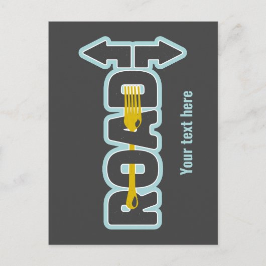 Vork in de weg typografische tekst kunst briefkaart (Voorkant)