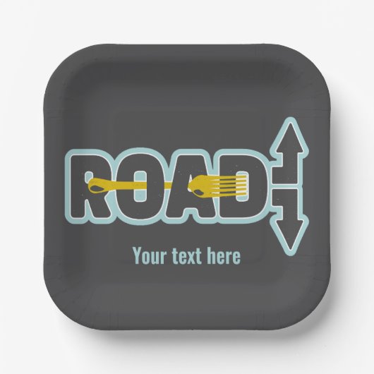 Vork in de weg typografische tekst kunst papieren bordje (Voorkant)