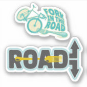 Vork in de weg typografische tekst kunst sticker (Voorkant)