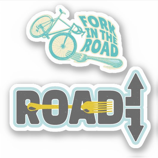 Vork in de weg typografische tekst kunst sticker (Voorkant)