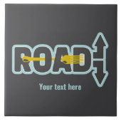 Vork in de weg typografische tekst kunst tegeltje (Voorkant)