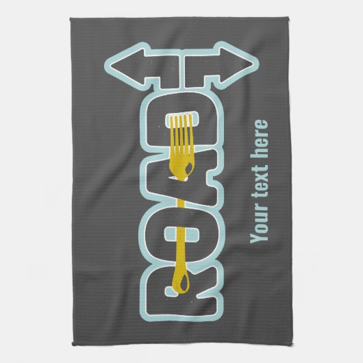 Vork in de weg typografische tekst kunst theedoek (Verticaal)