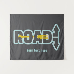 Vork in de weg typografische tekst kunst wandkleed