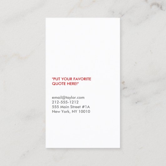 VORK LEPEL MES in ROOD Visitekaartje (Achterkant)