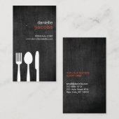 VORK LEPEL MES op WOODGRAIN Visitekaartje