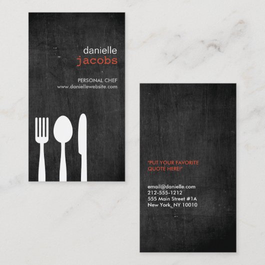 VORK LEPEL MES op WOODGRAIN Visitekaartje (Voorkant / Achterkant)