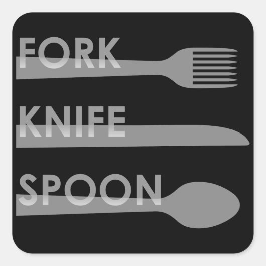 Vork Mes Lepel Vierkante Sticker (Voorkant)