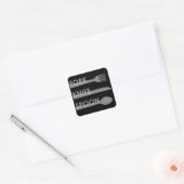 Vork Mes Lepel Vierkante Sticker (Envelop)